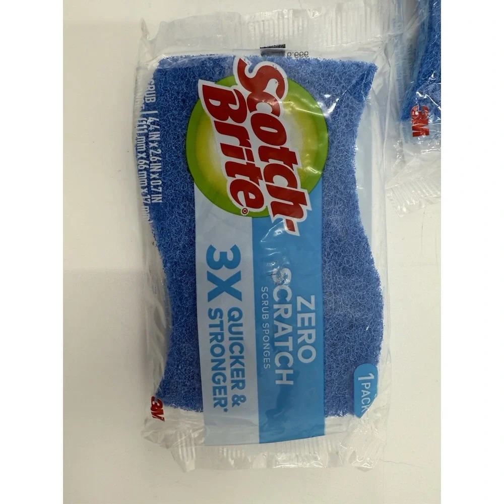 Scotch-Brite Zero Scratch Scrub Sponges 3 X Quicker & Stronger‎ Lot Of 5 NEW